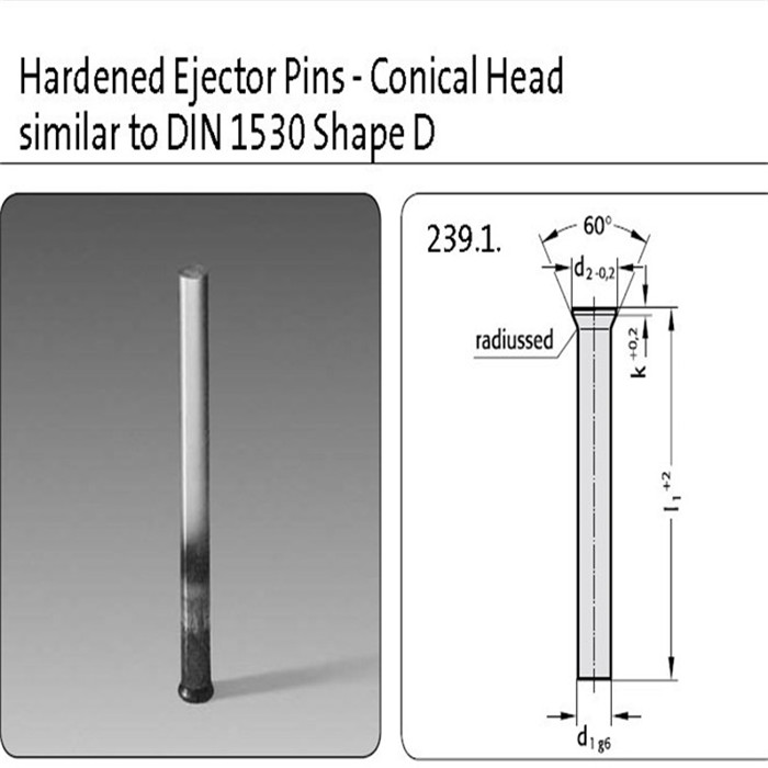 DIN 1531 shape D hardened ejector pins-conical head